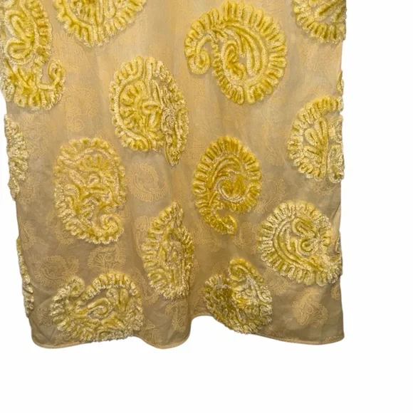 Jil Sander Yellow Embroidered Paisley Kaftan Midi Dress Cotton Sheer IT36 US 2 - Picture 6 of 15